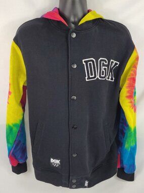 DGK Skateboard Tie-Dye Hooded Snap-Up Light Jacket Men's size Large